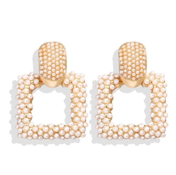 Jewelry - Pearl Square Drop Earrings